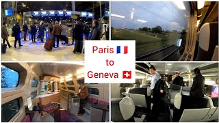 Paris to Geneva Switzerland with TGV Lyria, high speed train, First class 4K