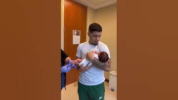 Thumbnail of Newborn daughter gets her first shot & Dad cries 😩 #shorts