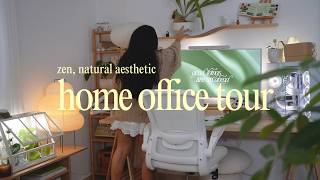 Zen Natural Aesthetic Home Office &amp; Gaming Room Tour ☁️🌱