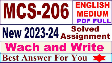 MCS 206 solved assignment 2023-24 / mcs 206 solved assignment 2024 / ignou pgdca mcs 206 2024