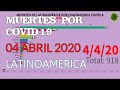 MUERTES POR CORONAVIRUS EN AMÉRICA LATINA -(HASTA  04 ABRIL DEL 2020)