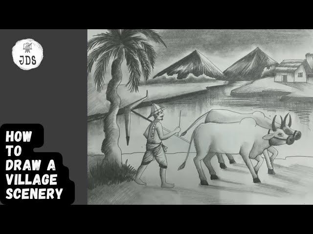 Indian Farmer Drawing Pencil