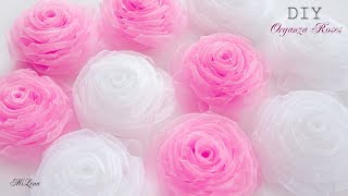 ORGANZA FLOWER / DIY Beautiful Organza Roses / РОЗЫ ИЗ ОРГАНЗЫ, МК