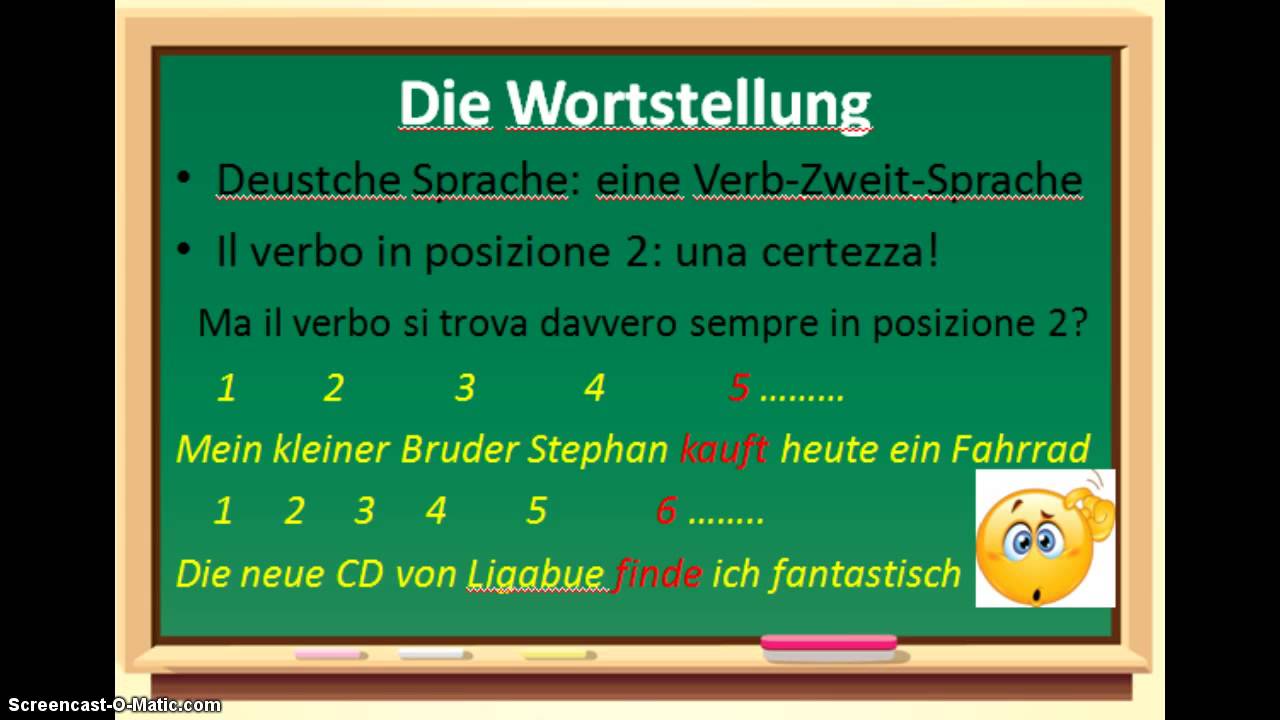 Wortstellung: posizione delle parole nella frase tedesca - YouTube