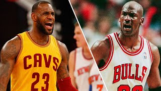 Lebron James se queda mirando a Michael Jordan Mientras donkea dunkin. Homenaje a Jordan
