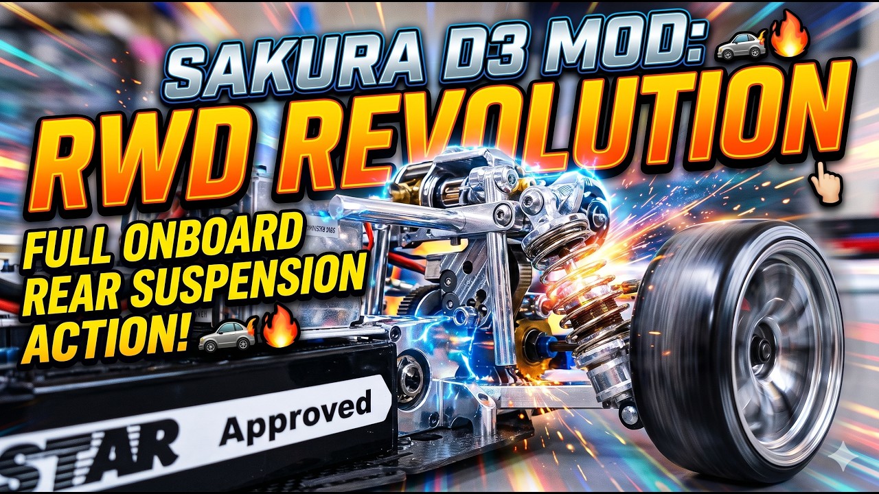 SAKURA d3改　フルオプ　RWD RWD RC Drift Sakura D3 Mod: Full Onboard Rear Suspension Action