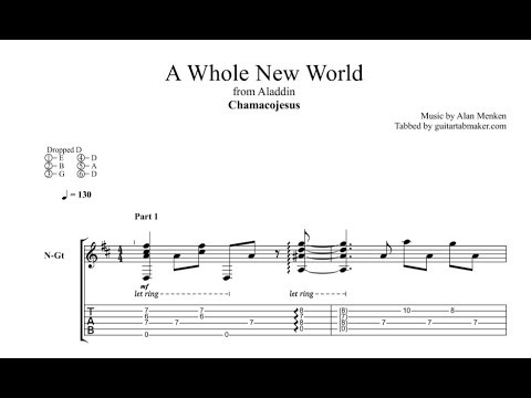 A Whole New World TAB - fingerstyle classical guitar tabs (PDF + Guitar Pro)