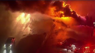 Massive vehicle fire backs up traffic westbound on IH-10 at Woods Road