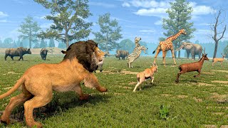 🦁 Lion Hunting Deer in Forest | Epic Wildlife Survival Adventure | Animal Simulator Gameplay