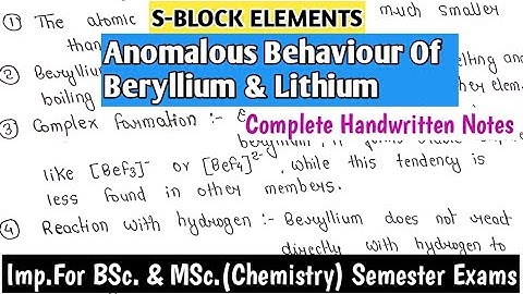 Anomalous Behaviour Of Beryllium And Lithium | S-Block Elements Notes