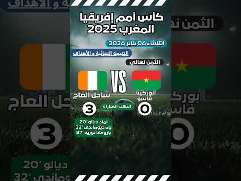 نتيجة مباراة الكوديفوار ضد بوركينا فاسو اليوم كأس أمم إفريقيا 2025 2025 المغرب 