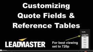 Customizing Fields & Reference Tables for Quotes