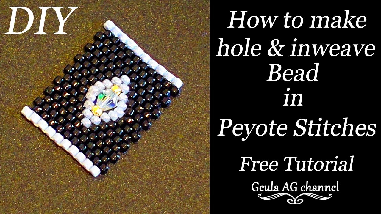 Как сделать отверстие и вплести бусину в мозаичной технике