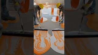 ‎🔥 Small Bedroom Epoxy Floor Transformation | Orange &amp; White Luxury Timelapse ✨ #epoxyfloor #shorts