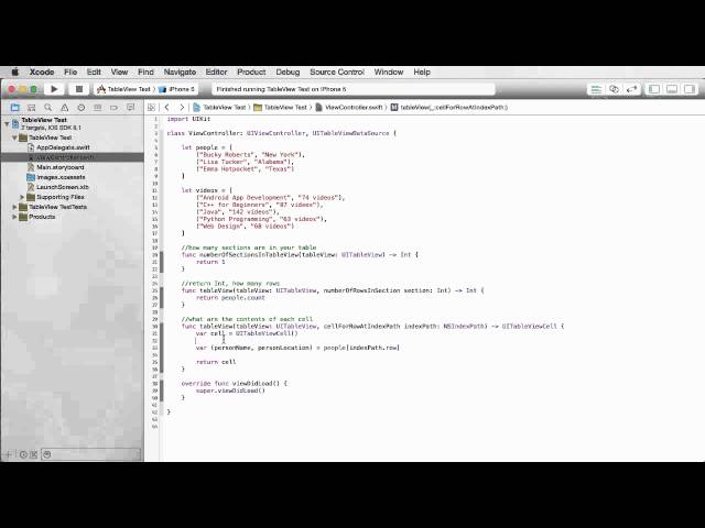 iOS Development with Swift Tutorial - 21 - Populating a Table from a Data Source