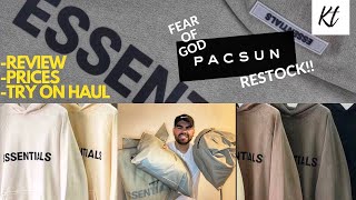 FEAR OF GOD ESSENTIALS HAUL | PACSUN RESTOCK TRY ON & SIZING INFO