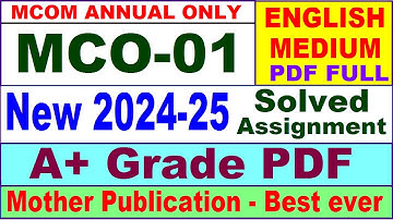 MCO 01 solved assignment 2024-25 in English || mco 01 solved assignment 2025 || mco1 2024-25