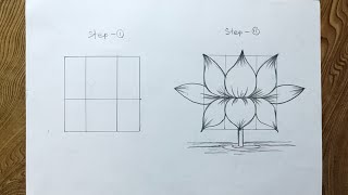 How to draw lotus flower easily/ Easy way to draw lotus/Very easy lotus drawing