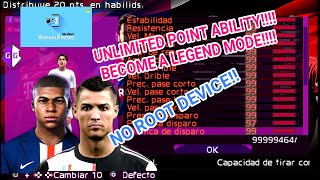 Cara Unlimited point ability Become A Player Mode pes ppsspp android!!!