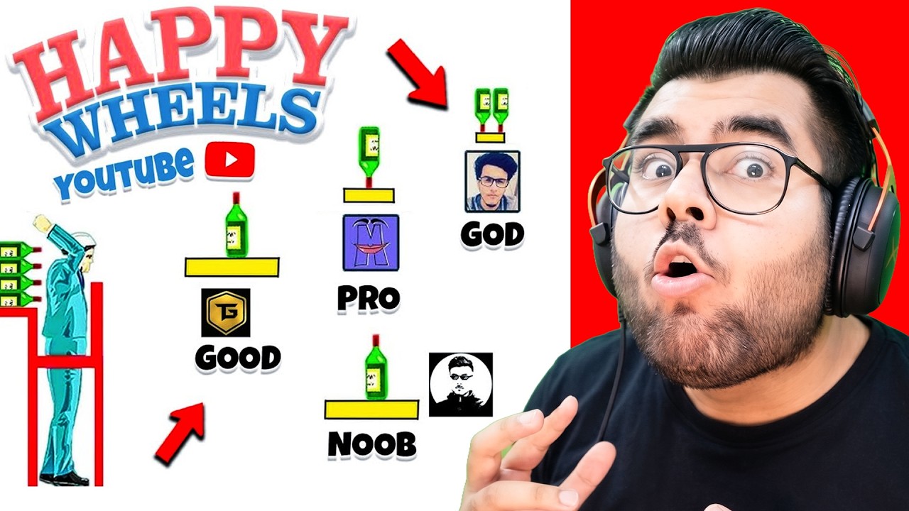 😂 HAPPY WHEELS Impossible Bottle Flips | Funny Moments 😂 | Hitesh KS
