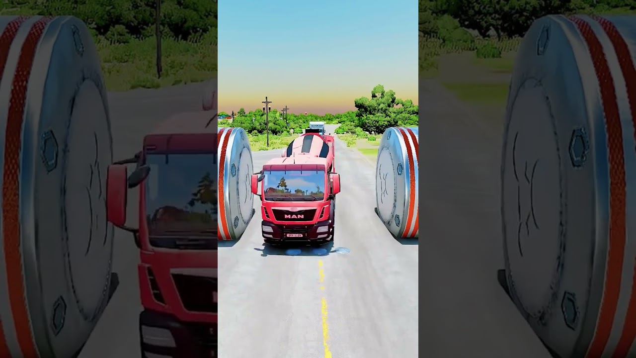 School Bus & Truck vs Hydrolic Crush 🤨 