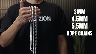 3mm Rope VS 4.5mm Rope VS 5.5mm Rope chain