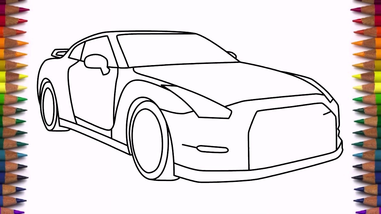 How to draw Nissan GTR step by step drawing a car - YouTube