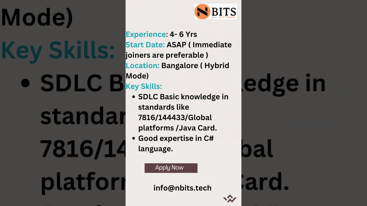 Apps Verification Developer | Apps Developer | NBITS | It Jobs