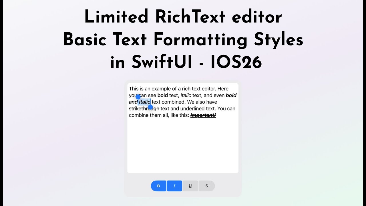 Limited RichText editor, basic Text Formatting Styles in SwiftUI ...