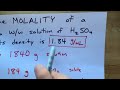 Calculate Molality Given Density and Percent by Weight/Mass