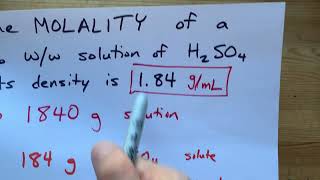 Calculate Molality Given Density and Percent by Weight/Mass