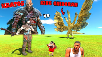 KRATOS God Of War vs KING GHIDORAH KAIJU in Animal Revolt Battle Simulator with SHINCHAN CHOP ARBS