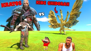 KRATOS God Of War vs KING GHIDORAH KAIJU in Animal Revolt Battle Simulator with SHINCHAN CHOP ARBS