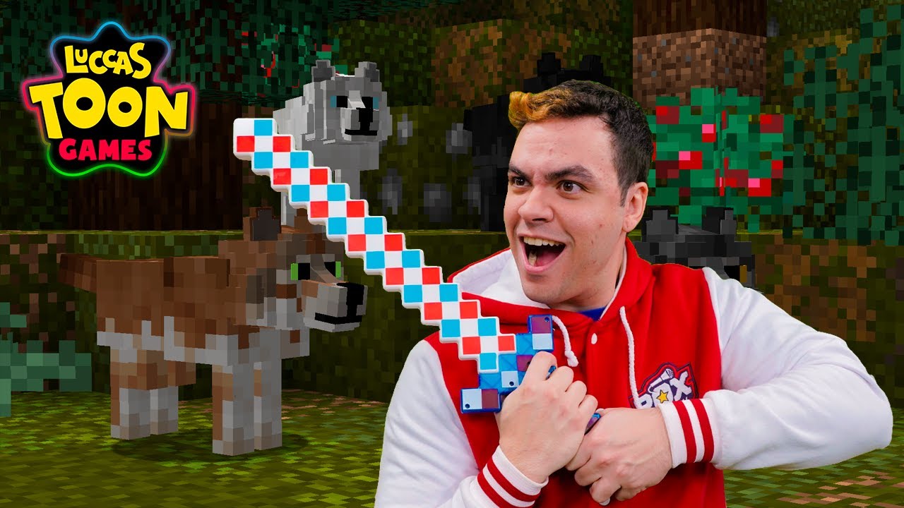 LUCCAS NETO FOI CAÇAR COM SEUS LOBOS NO MINECRAFT