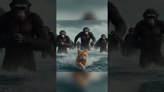 Cat Is Chased By Apes