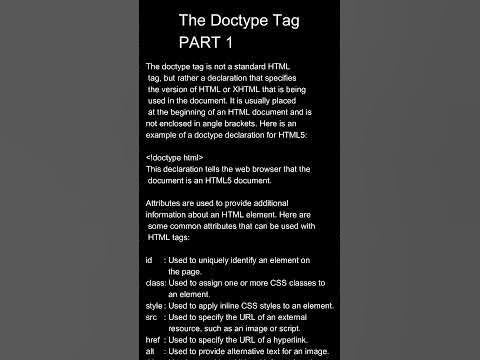 8 The DOCTYPE Tag Part 1 #shorts #codingtips #coding #programming #html ...