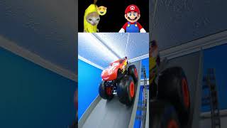 Banana Cat x Lightning Mcqueen Car Race x Mario 🚘🤝🚜 #cat #mario #mcqueen #bananacat #shorts