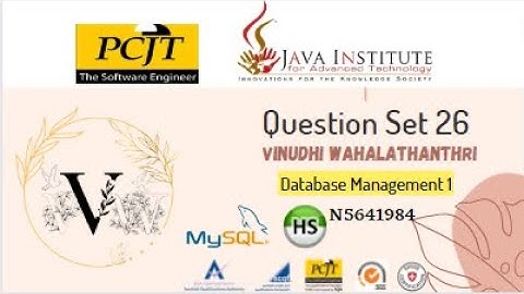 DBMS Question Set 26 || Java Institute | 1st year | Vinudhi Wahalathanthri.
