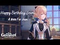 Happy Birthday Jean! | A Note for Jean | Genshin Impact Story