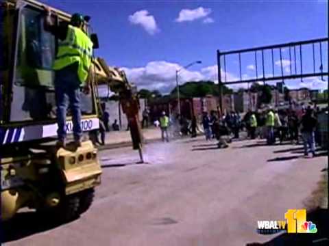 Demolition started Friday to bring down west Baltimore's "Highway to Nowhere," also known as the mass of concrete that was supposed to be Interstate 170.