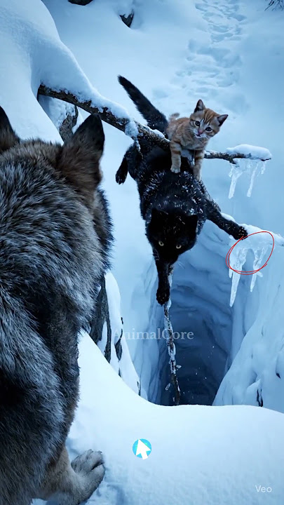 The wolf was eager to help the mother and kittens