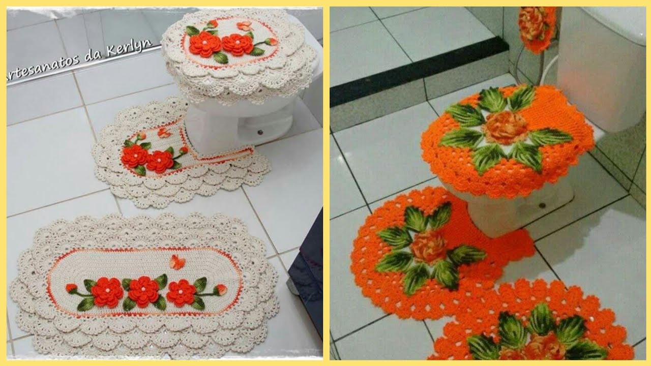 top trendy 30+Soft Cotton Oval Crochet Bath Rug crochet bathroom matts crochet washroom