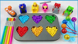 Satisfying Video I How to make Princess Lolipops in to Pool AND Rainbow Painted Cutting ASMR