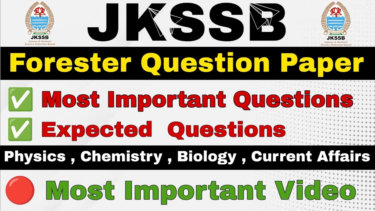 JKSSB Forester Previous year Questions JKSSB Forester Mock Test YouTube