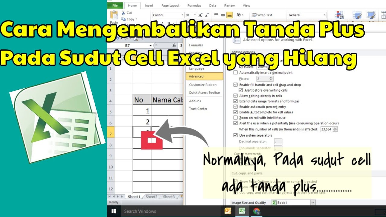 Cara Mengembalikan Tanda Plus pada sudut Cell Excel yang hilang - YouTube