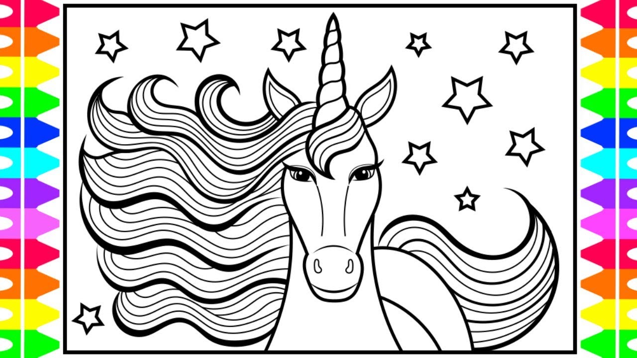 How to Draw a Unicorn for Kids 🦄💜💛💖💚 Unicorn Drawing | Unicorn Coloring Pages for Kids - YouTube