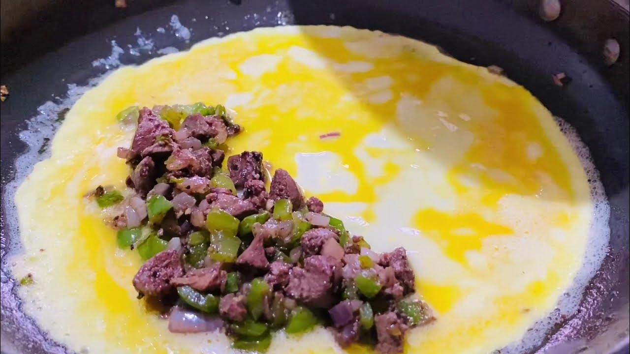 Healthy Chicken liver omelette with cheese snacks itemeasy method