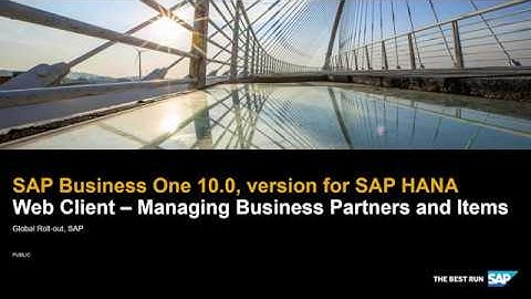 Web Client - Managing Business Partners and Items in SAP Business One, version for SAP HANA