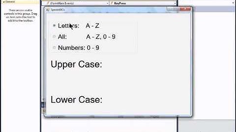 Visual Basic 2010 Express Tutorial 19   RadioButtons and ASCII Values   SpeakABCs 3 11 2