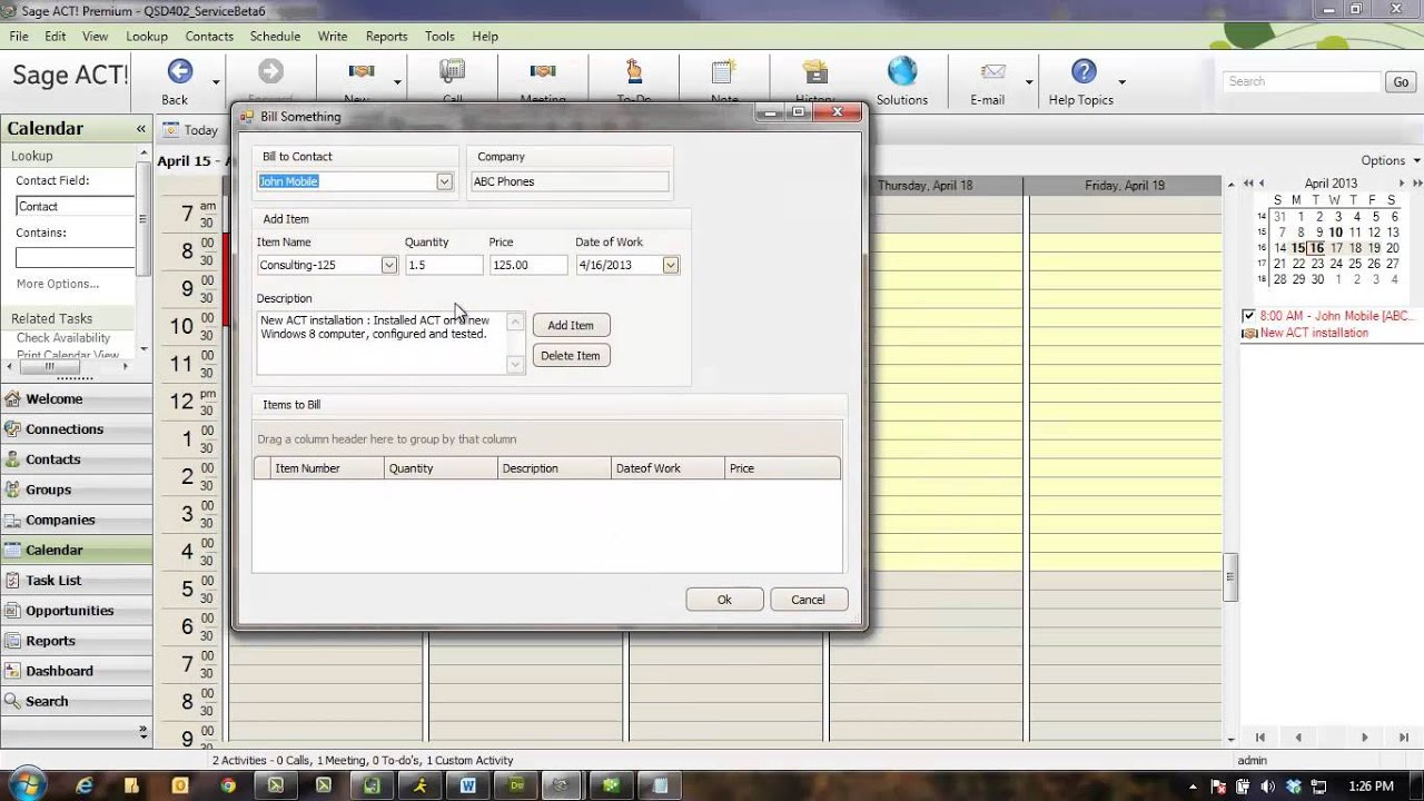 QSalesData Billing - Creating Billing Entries